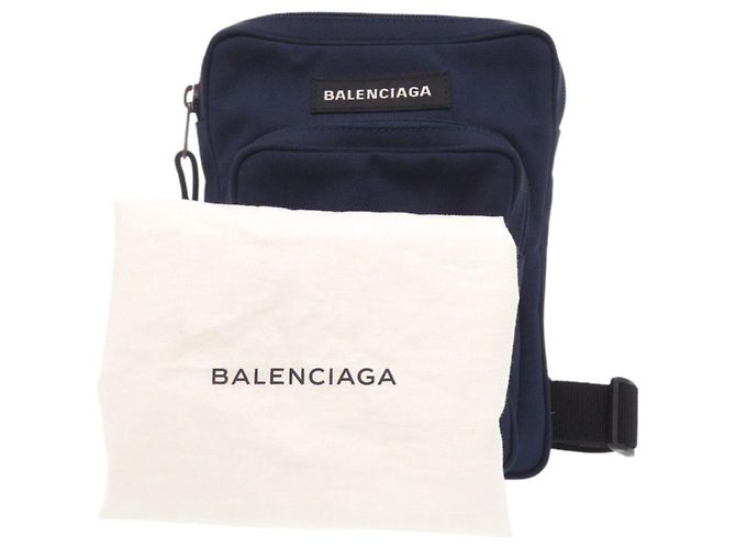 Borsa a spalla in nylon Balenciaga Nero Blu navy - vista 2