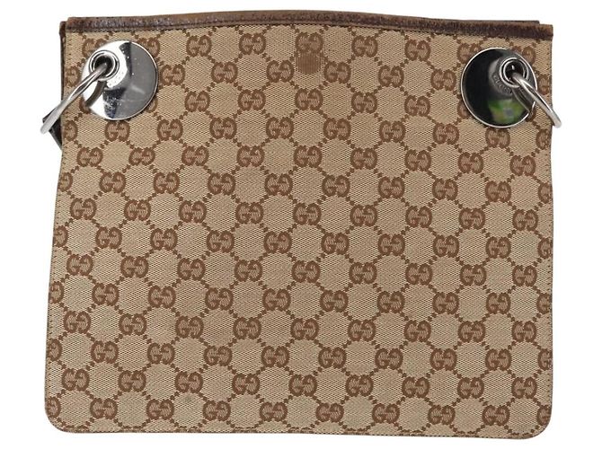 Borsa a Spalla GG Canvas Gucci Beige Argento 120841 Auth ep10981 - vista 2