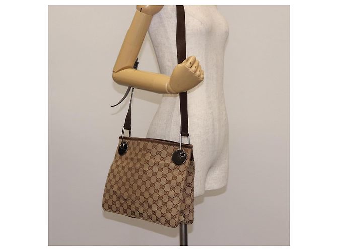 Borsa a Spalla GG Canvas Gucci Beige Argento 120841 Auth ep10981 - vista 22