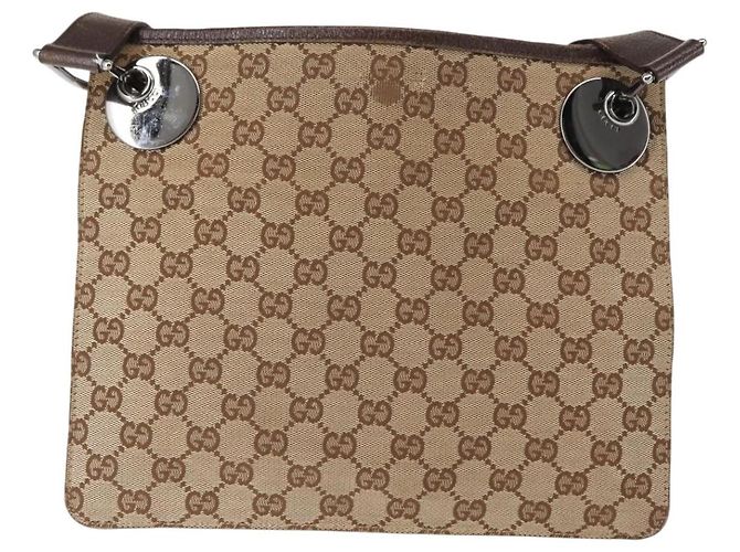 Borsa a Spalla GG Canvas Gucci Beige Argento 120841 Auth ep10981 - vista 4