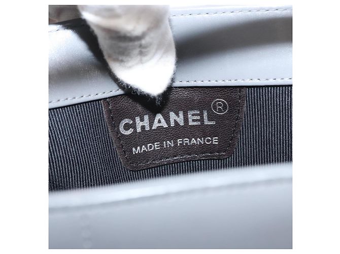 CHANEL Choco Bar Handtasche aus Lammleder Grau Silber CC Auth bs30369 Braun - Ansicht 10
