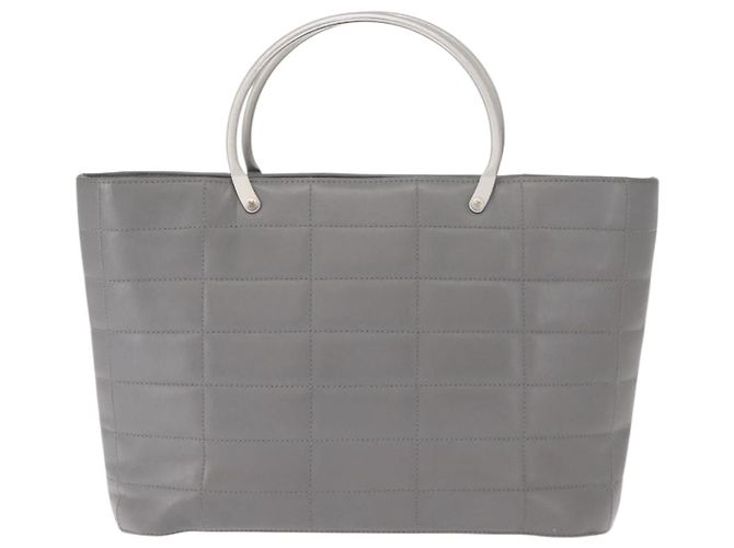 CHANEL Choco Bar Handtasche aus Lammleder Grau Silber CC Auth bs30369 Braun - Ansicht 13