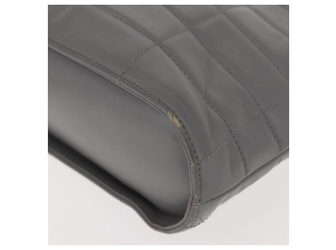 CHANEL Choco Bar Handtasche aus Lammleder Grau Silber CC Auth bs30369 Braun - Ansicht 14