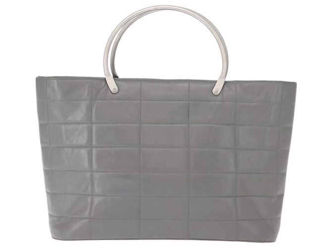 CHANEL Choco Bar Handtasche aus Lammleder Grau Silber CC Auth bs30369 Braun - Ansicht 2