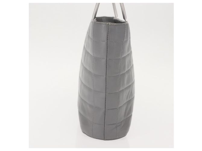 CHANEL Choco Bar Handtasche aus Lammleder Grau Silber CC Auth bs30369 Braun - Ansicht 3