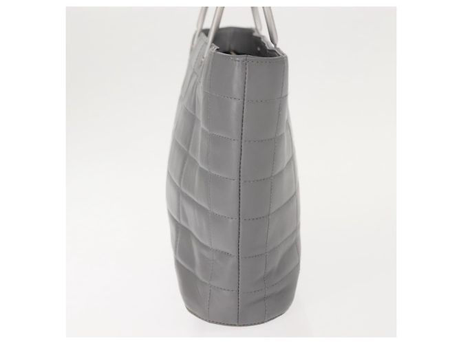 CHANEL Choco Bar Handtasche aus Lammleder Grau Silber CC Auth bs30369 Braun - Ansicht 4