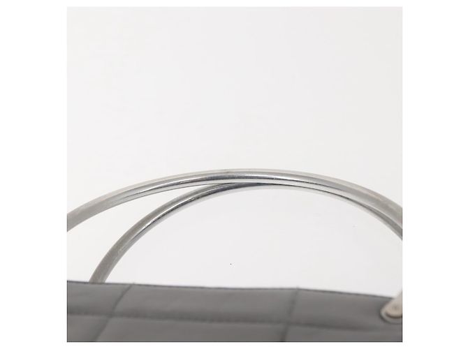 CHANEL Choco Bar Handtasche aus Lammleder Grau Silber CC Auth bs30369 Braun - Ansicht 8