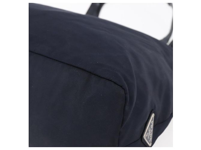 Borsa Tote PRADA in nylon blu navy argento autentica bs30571 - vista 16