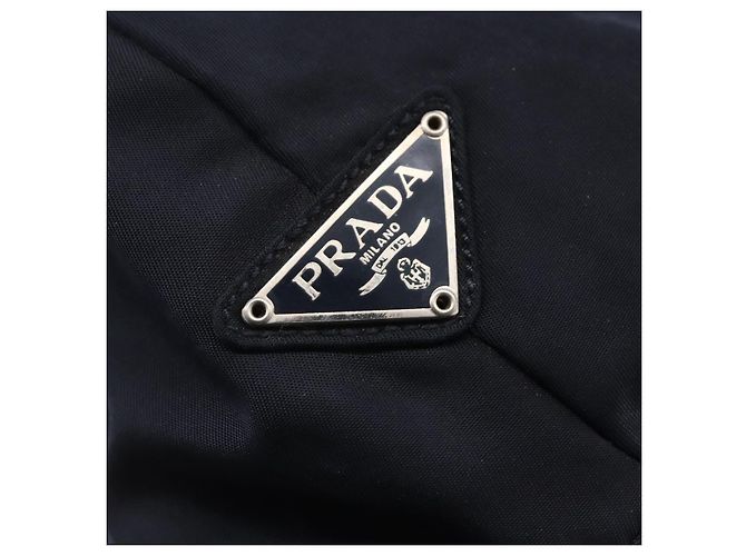 Borsa Tote PRADA in nylon blu navy argento autentica bs30571 - vista 18