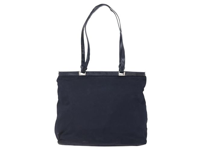 Borsa Tote PRADA in nylon blu navy argento autentica bs30571 - vista 2