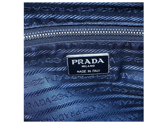 Borsa Tote PRADA in nylon blu navy argento autentica bs30571 - vista 20