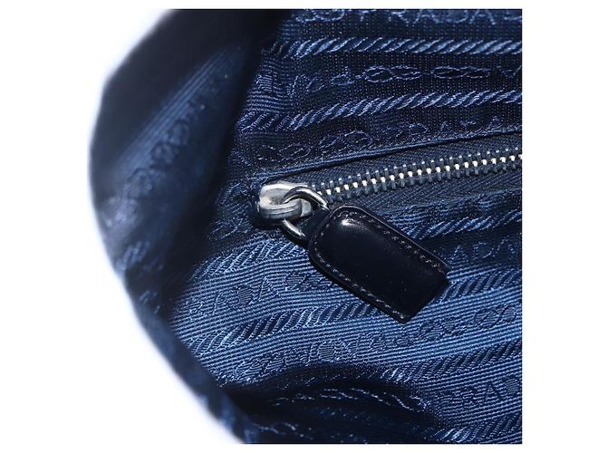 Borsa Tote PRADA in nylon blu navy argento autentica bs30571 - vista 21