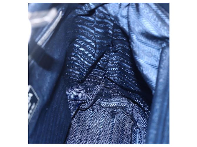 Borsa Tote PRADA in nylon blu navy argento autentica bs30571 - vista 22