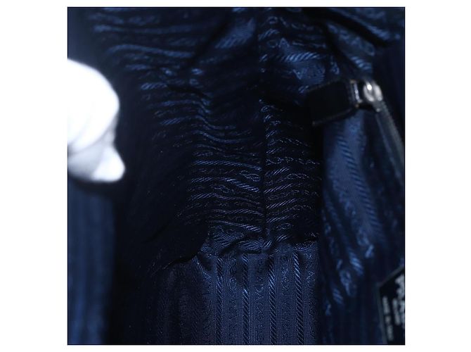 Borsa Tote PRADA in nylon blu navy argento autentica bs30571 - vista 23