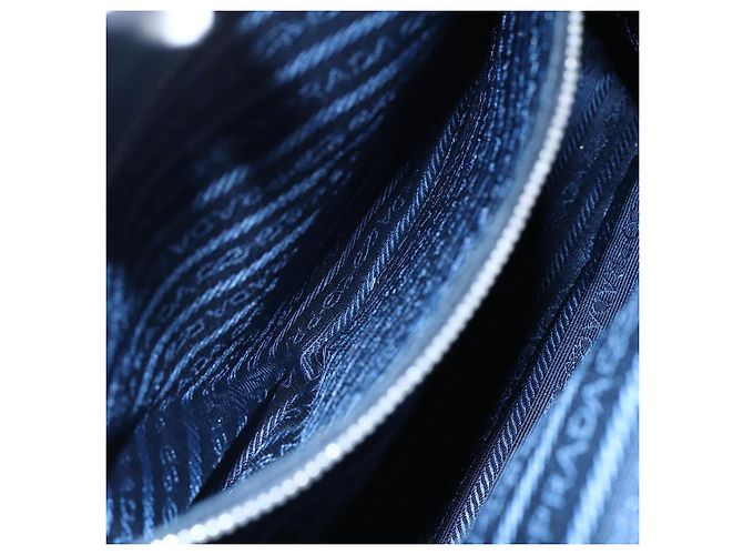 Borsa Tote PRADA in nylon blu navy argento autentica bs30571 - vista 24
