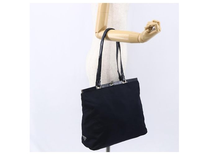 Borsa Tote PRADA in nylon blu navy argento autentica bs30571 - vista 25
