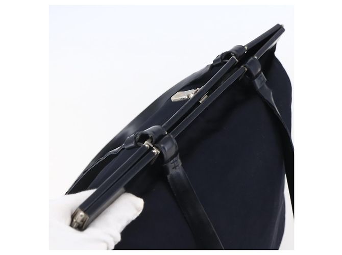 Borsa Tote PRADA in nylon blu navy argento autentica bs30571 - vista 6