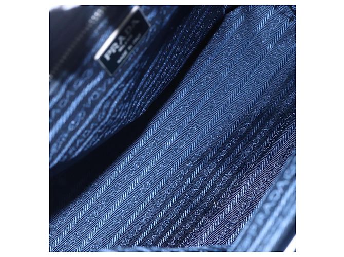 Borsa Tote PRADA in nylon blu navy argento autentica bs30571 - vista 9