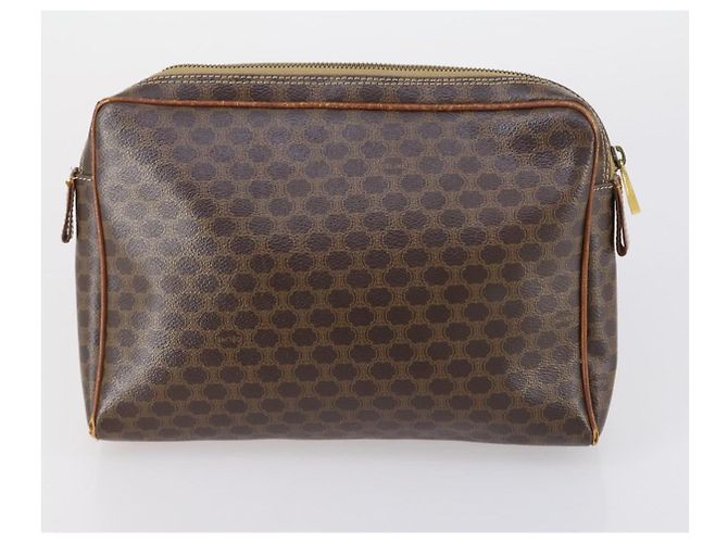 Céline Borsa a Spalla in Tela Macadam CELINE PVC 5 Set Marrone Auth ki6106 - vista 14