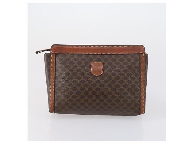 Céline Borsa a Spalla in Tela Macadam CELINE PVC 5 Set Marrone Auth ki6106 - vista 18