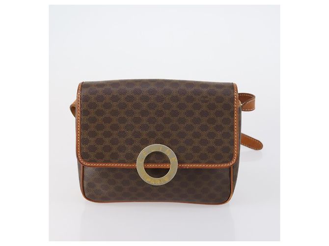 Céline Borsa a Spalla in Tela Macadam CELINE PVC 5 Set Marrone Auth ki6106 - vista 23