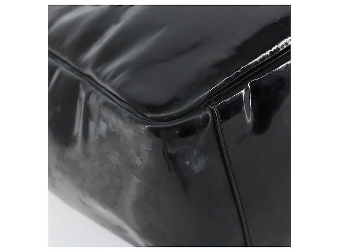 CHANEL Triple Coco Kette Tote Tasche aus Lackleder Schwarz Silber CC Auth 146826 - Ansicht 14