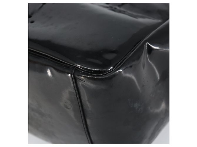 CHANEL Triple Coco Kette Tote Tasche aus Lackleder Schwarz Silber CC Auth 146826 - Ansicht 15