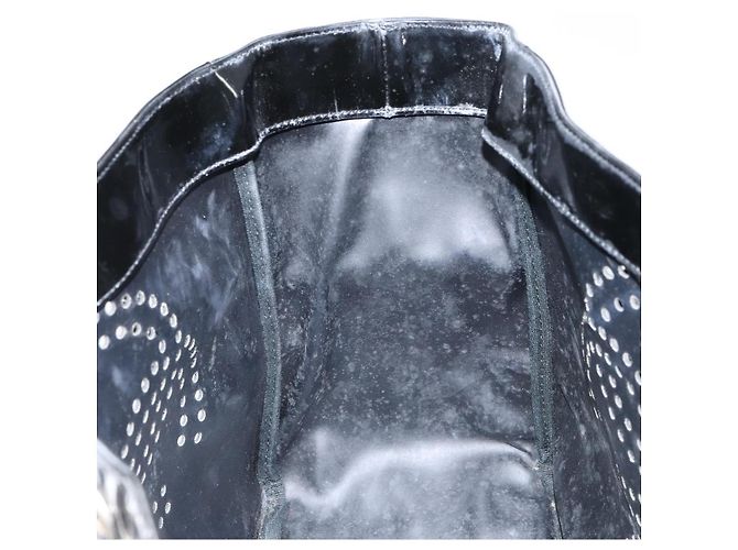 CHANEL Triple Coco Kette Tote Tasche aus Lackleder Schwarz Silber CC Auth 146826 - Ansicht 17
