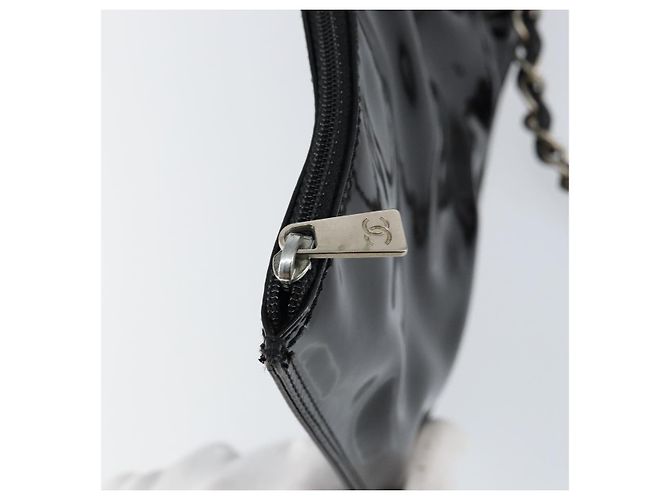 CHANEL Triple Coco Kette Tote Tasche aus Lackleder Schwarz Silber CC Auth 146826 - Ansicht 20