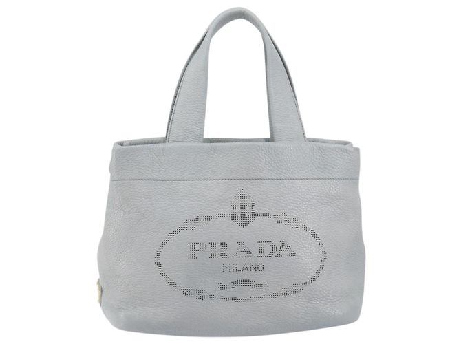 PRADA Piccola Borsa Tote in Pelle Forata Grigia Oro Auth bs30580 Marrone D'oro - vista 13