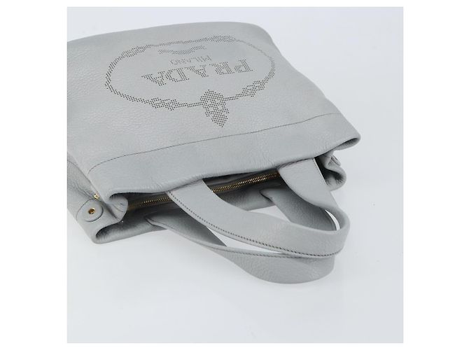 PRADA Piccola Borsa Tote in Pelle Forata Grigia Oro Auth bs30580 Marrone D'oro - vista 6