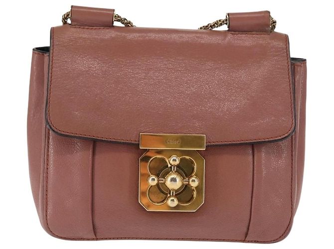 Chloé Chloe Chain Elsie Schultertasche aus Leder Rosa Gold Auth BA6595 - Ansicht 2