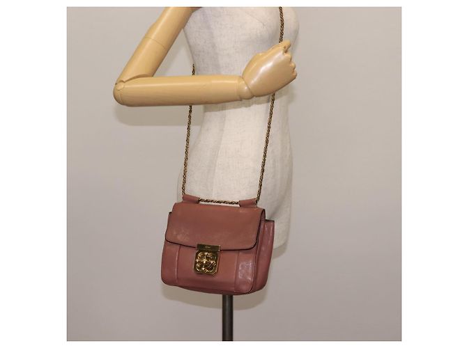 Chloé Chloe Chain Elsie Schultertasche aus Leder Rosa Gold Auth BA6595 - Ansicht 22