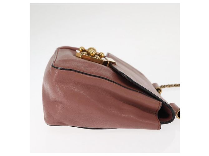 Chloé Chloe Chain Elsie Schultertasche aus Leder Rosa Gold Auth BA6595 - Ansicht 4
