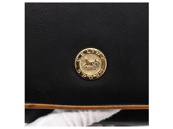 Céline CELINE Schultertasche aus Leder Schwarz Gold Auth ep11037 Golden - Ansicht 14