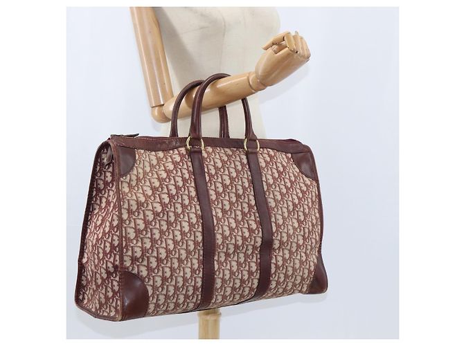 Borsa Boston in tela Trotter Christian Dior Rossa Argento Auth 150750 - vista 19