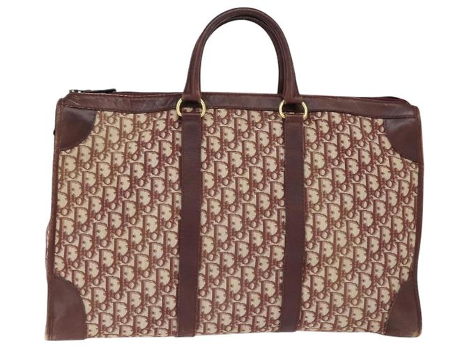 Borsa Boston in tela Trotter Christian Dior Rossa Argento Auth 150750 - vista 2