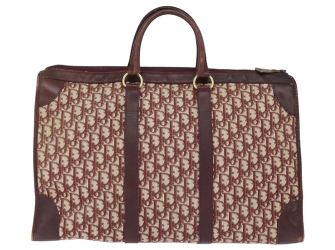 Borsa Boston in tela Trotter Christian Dior Rossa Argento Auth 150750 - vista 3