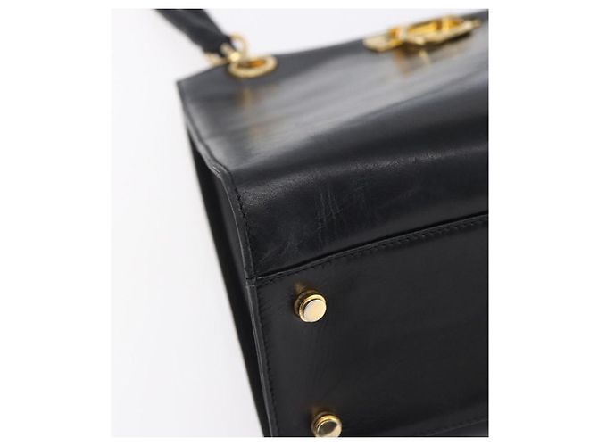 Borsa Tote Gancini in pelle nera e oro Salvatore Ferragamo Auth 149270 Nero D'oro - vista 11