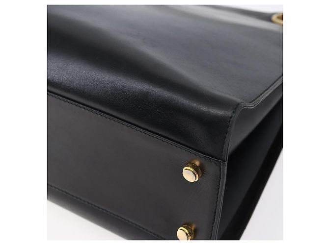 Borsa Tote Gancini in pelle nera e oro Salvatore Ferragamo Auth 149270 Nero D'oro - vista 12