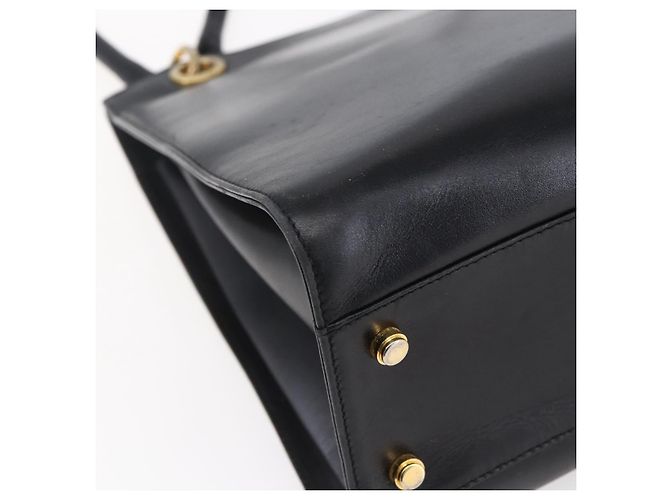 Borsa Tote Gancini in pelle nera e oro Salvatore Ferragamo Auth 149270 Nero D'oro - vista 13