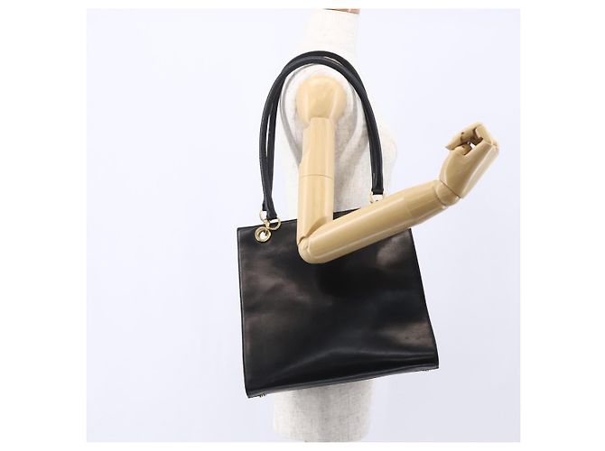 Borsa Tote Gancini in pelle nera e oro Salvatore Ferragamo Auth 149270 Nero D'oro - vista 23