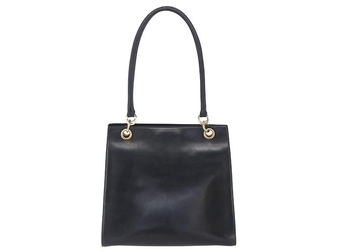 Borsa Tote Gancini in pelle nera e oro Salvatore Ferragamo Auth 149270 Nero D'oro - vista 3