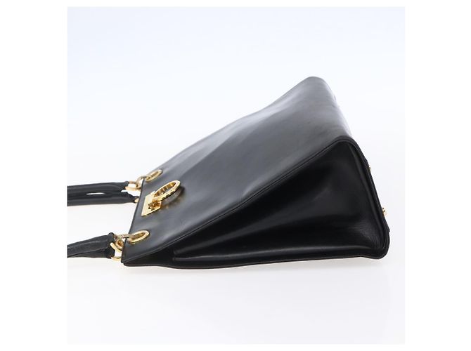 Borsa Tote Gancini in pelle nera e oro Salvatore Ferragamo Auth 149270 Nero D'oro - vista 4