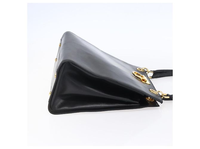Borsa Tote Gancini in pelle nera e oro Salvatore Ferragamo Auth 149270 Nero D'oro - vista 5