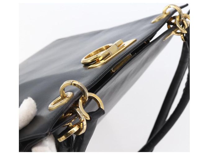 Borsa Tote Gancini in pelle nera e oro Salvatore Ferragamo Auth 149270 Nero D'oro - vista 6