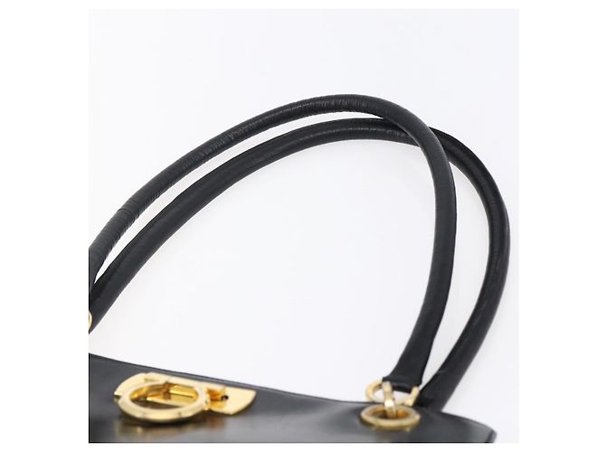 Borsa Tote Gancini in pelle nera e oro Salvatore Ferragamo Auth 149270 Nero D'oro - vista 8