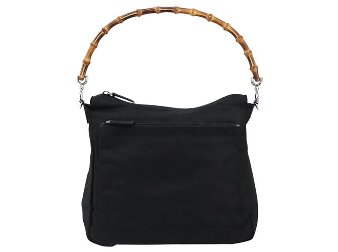 Bamboo Borsa a mano GUCCI in nylon e pelle nera argento 000 2404 0509 Auth ep11486 Nero - Ansicht 2