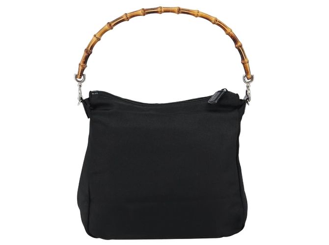 Bamboo Borsa a mano GUCCI in nylon e pelle nera argento 000 2404 0509 Auth ep11486 Nero - Ansicht 3