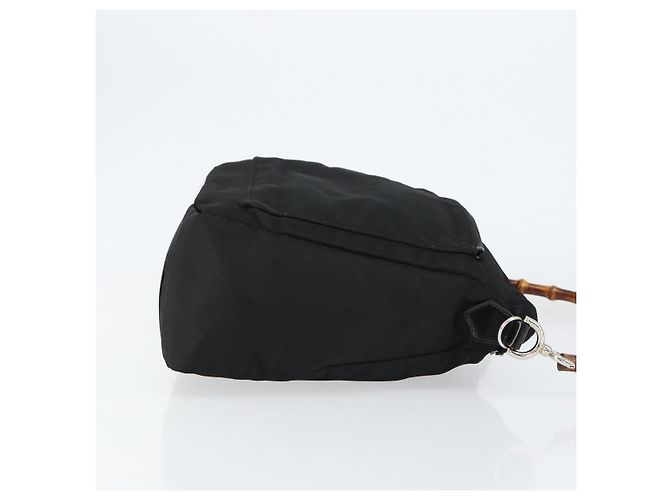 Bamboo Borsa a mano GUCCI in nylon e pelle nera argento 000 2404 0509 Auth ep11486 Nero - Ansicht 4